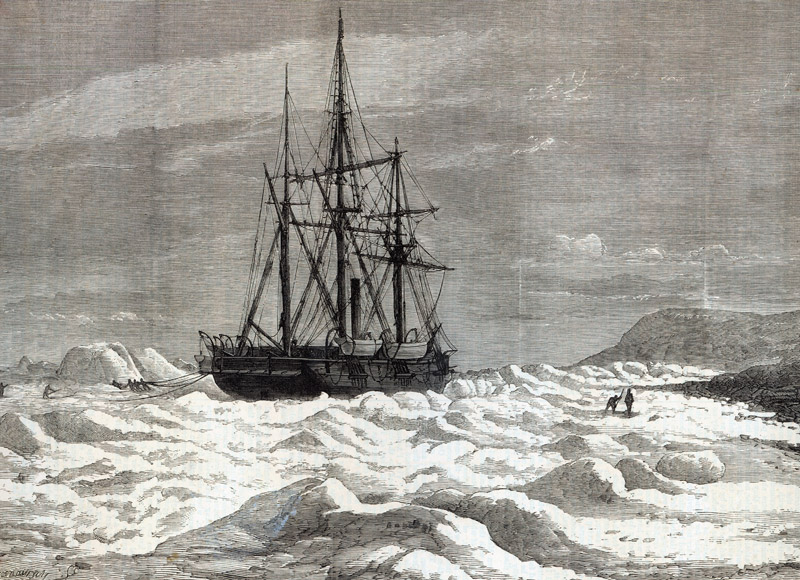 The North Pole Expedition: The Alert nipped the ice against the shore off Cape Beechy, from ''The Il a Scuola Inglese