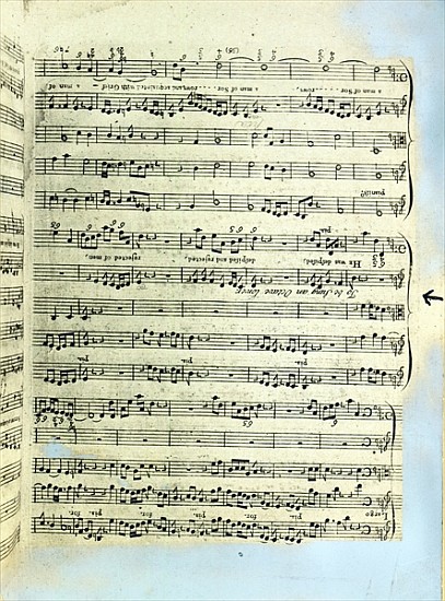 A page from one of the only two copies known to exist of the first printing of Handel''s Messiah in  a Scuola Inglese