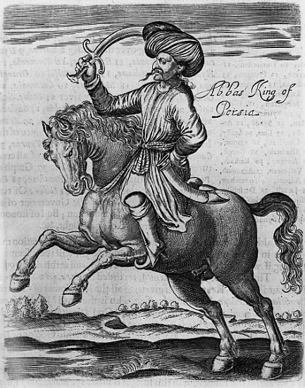 Abbas King of Persia, illustration from ''Some years of travel into Afrique and Asia'' Sir Thomas He a Scuola Inglese