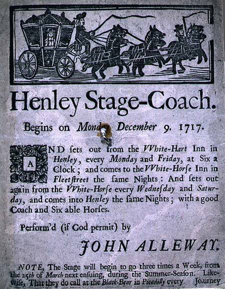 Advertisement for the Henley Stage Coach a Scuola Inglese