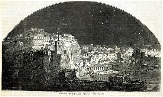 Burford''s New Panorama of Naples Moonlight, from ''The Illustrated London News'', 11th January 1845 a Scuola Inglese