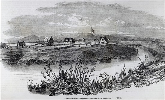 Christchurch, Canterbury Colony, New Zealand, from ''The Illustrated London News'', 9th April 1853 a Scuola Inglese