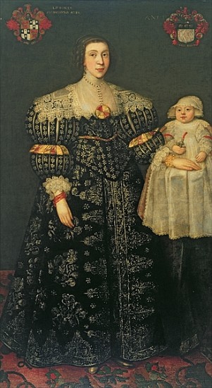 Double Portrait of Mary, Lady Bowes, Aged 24, and her Eldest Son, Thomas a Scuola Inglese