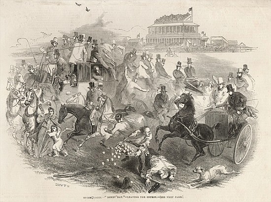 Epsom Races, ''Derby Day'': Leaving the Course, from ''The Illustrated London News'', 31st May 1845 a Scuola Inglese