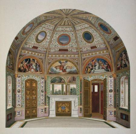 Fresco decoration in the Summer House of Buckingham Palace, from 'The Decorations of the Garden Pavi a Scuola Inglese