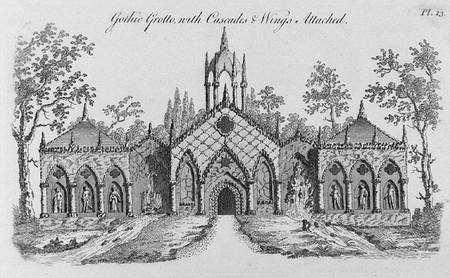 Gothic Grotto with Cascades and Wings Attached, from 'Grotesque Architecture or Rural Amusement' by a Scuola Inglese