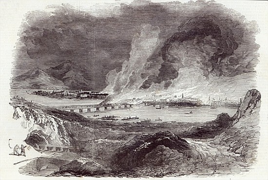 Great Fire at Pittsburgh, from The Illustrated London News, 17th May 1845 a Scuola Inglese