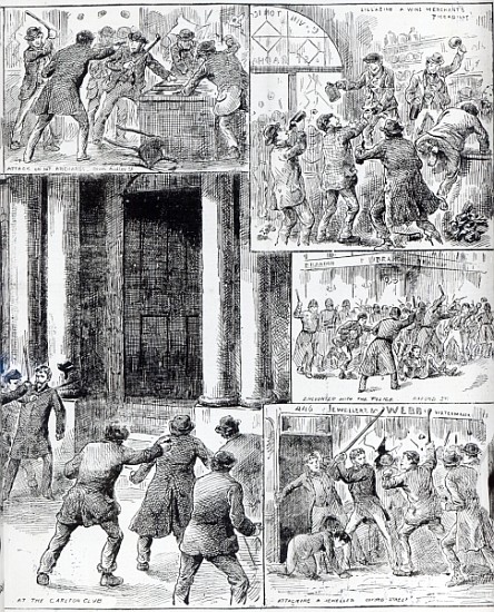 Great Riots in London, illustration from ''Pictorial News'', February 20th 1886 a Scuola Inglese