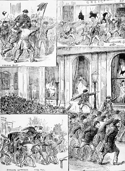 Great Riots in London, illustration from ''Pictorial News'', February 20th 1886 a Scuola Inglese