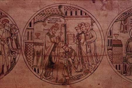 Harl. Roll Y.6 St. Guthlac is Ordained Priest by Bishop Hedda a Scuola Inglese