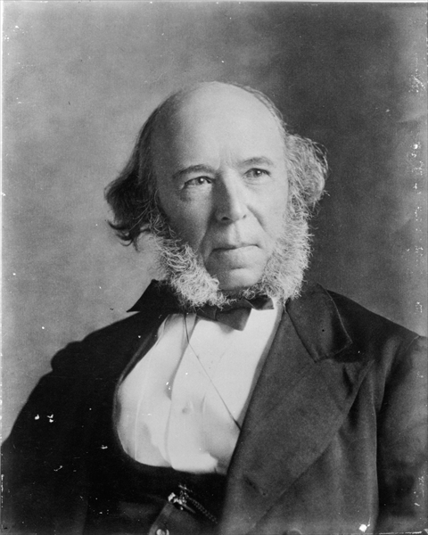 Herbert Spencer (1820-1903) (b/w photo)  a Scuola Inglese