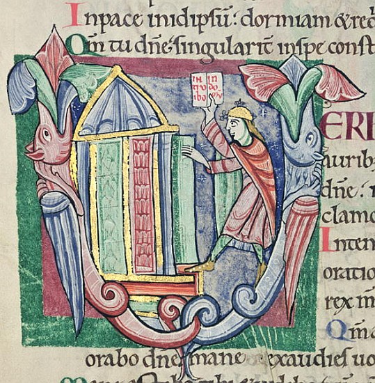 Historiated initial ''V'', Psalm 5, St. Alban''s Psalter, c.1123 a Scuola Inglese