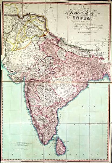 Improved Map of India published in London 1820 () a Scuola Inglese