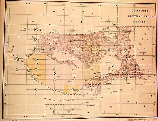 Index Chart of the Cutch Topographical Survey the Trigonometrical Branch, Survey of India, Dehra Dun a Scuola Inglese