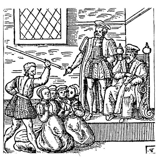 James I (1566-1625) of England and VI of Scotland Examining the North Berwick Witches, from ''Newes  a Scuola Inglese