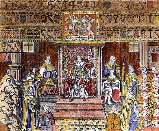 James I of England (1566-1625) at Court, a Scuola Inglese