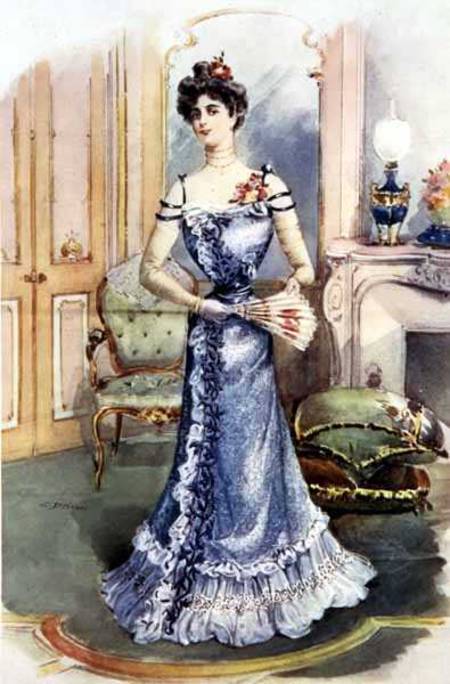 A Lady in her Sitting Room, magazine illustration by C. Drivan a Scuola Inglese