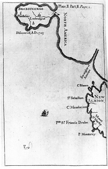 Map of Brobdingnag, illustration from the first edition of ''Gulliver''s Travels'' Jonathan Swift a Scuola Inglese