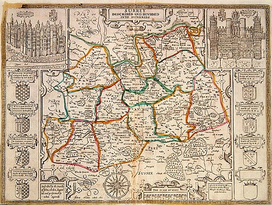 Map of Surrey, described and divided into hundreds a Scuola Inglese