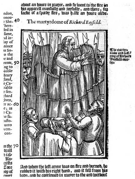 The Martyrdom of Richard Bayfield (d.1531) from 'Acts and Monuments' by John Foxe (1516-87) a Scuola Inglese