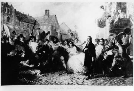The Mobbing of John Wesley (1703-91) at Wednesbury  (b&w photo) a Scuola Inglese