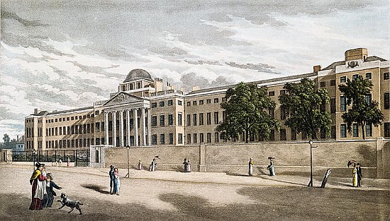 New Bethlem Hospital, St. George''s Fields; engraved by Riley a Scuola Inglese