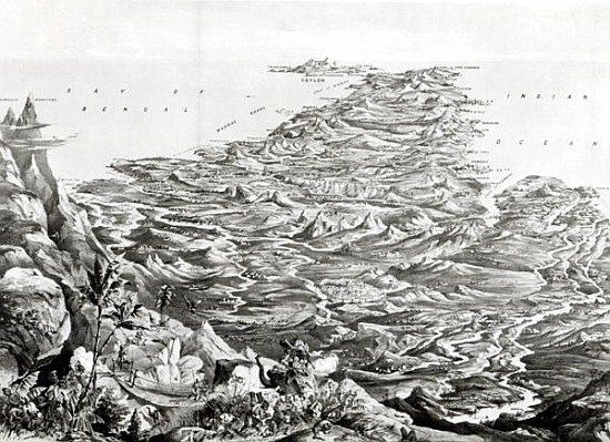 Panoramic view of India from the Himalaya Mountains, designed by T. Packer a Scuola Inglese