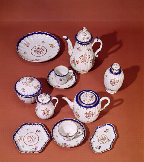 Part of a Worcester monogrammed tea service, c.1775 (porcelain) a Scuola Inglese
