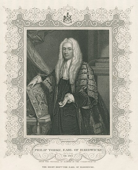 Philip Yorke, 1st Earl of Hardwicke, from ''Lodge''s British Portraits'' a Scuola Inglese