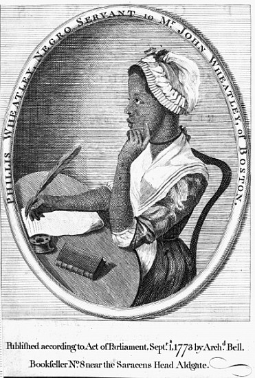 Phillis Wheatley, frontispiece to her ''Poems on various subjects'' a Scuola Inglese