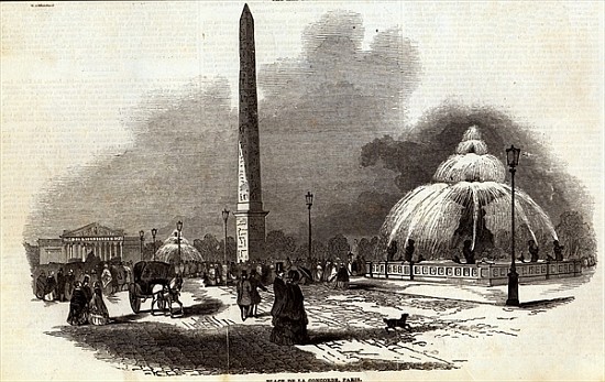 Place de la Concorde, Paris, from The Illustrated London News, 2nd August 1845 a Scuola Inglese