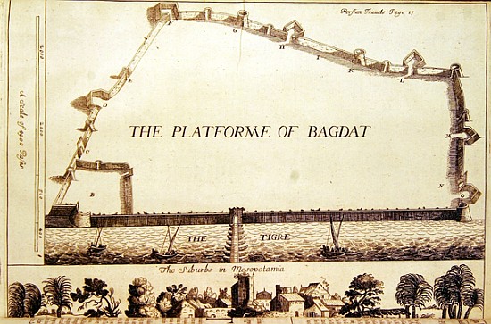 Plan of Baghdad, from an English translation of ''Les Six Voyages de J.B. Tavernier'' a Scuola Inglese