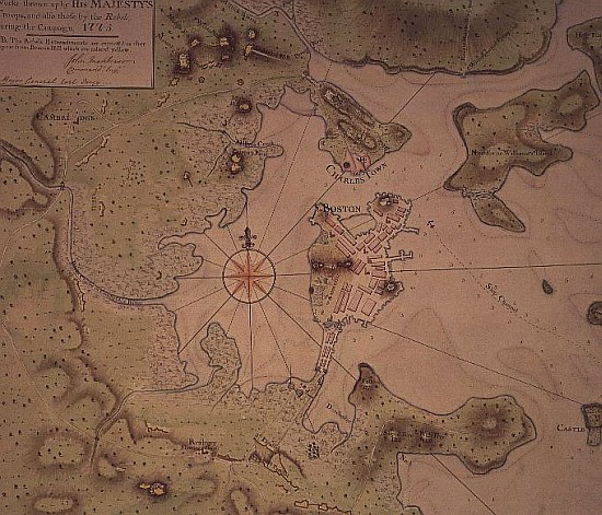 Plan of Towns of Boston and Charlestown a Scuola Inglese