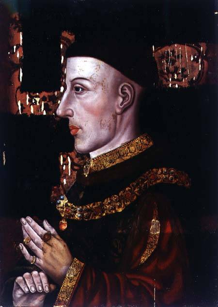 Portrait of Henry V (1387-1422) (during restoration) a Scuola Inglese