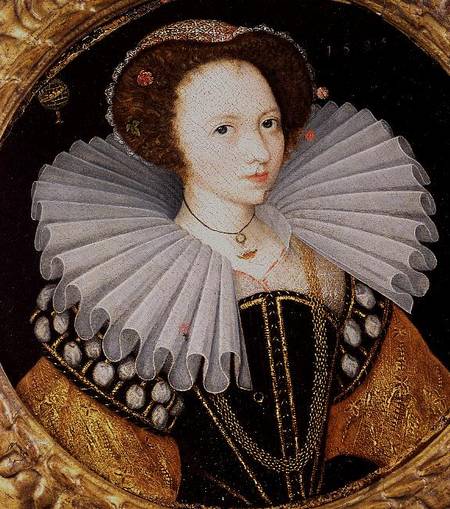 Portrait of a Lady with a Large Ruff, an Armillary Sphere in the Background a Scuola Inglese