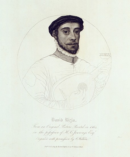 Portrait of David Rizio, from an original painted in 1564; engraved by C. Wilkin, pub. London a Scuola Inglese