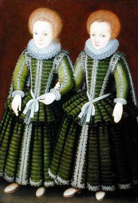 Portrait of Sarah and Elizabeth Poulett of Hinton St. George, Somerset a Scuola Inglese