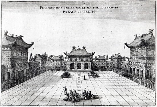 Prospect of the Inner Court of the Emperor''s Palace at Pekin a Scuola Inglese