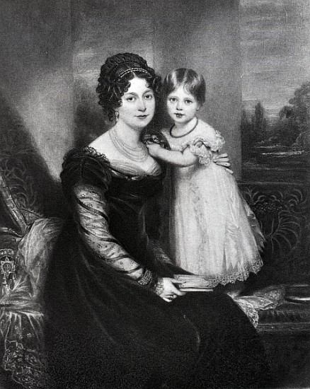 Queen Victoria as an infant with her mother the Duchess of Kent, c.1822 a Scuola Inglese