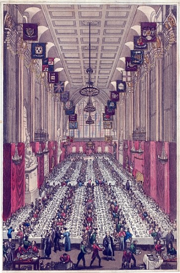 Representation of the Interior of Guildhall on the occasion of the visit of the King and Queen, at t a Scuola Inglese