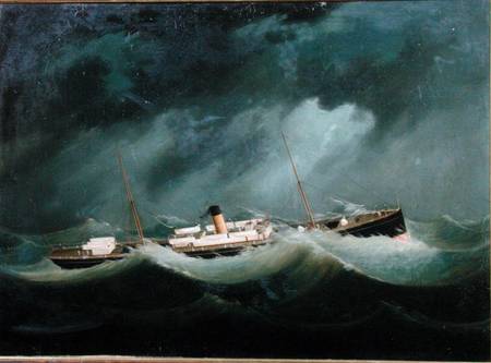 A 'Saville Line' vessel in Rough Weather a Scuola Inglese