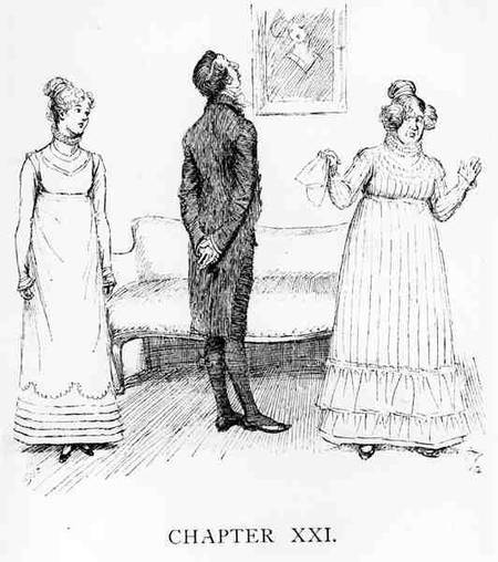 Scene from 'Pride and Prejudice' by Jane Austen (1775-1817) a Scuola Inglese