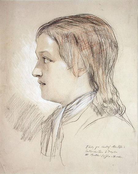 Study for the Head of Alex Pope: introduction to Dryden, At Butler's Coffee House (pencil, chalk & a Scuola Inglese