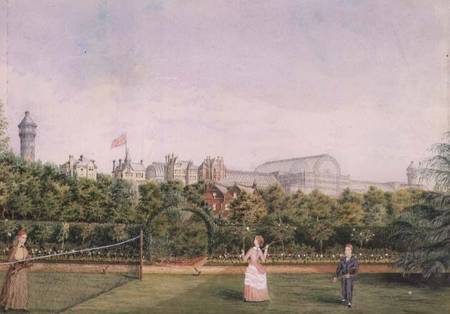 Tennis at Crystal Palace (w/c heightened with white) a Scuola Inglese