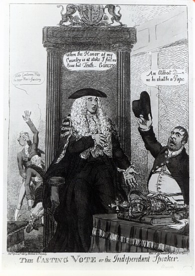 The Casting Vote, or the Independant Speaker, satirical cartoon showing then Prime Minister, Henry A a Scuola Inglese