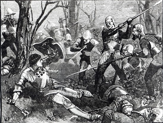 The Death of the King Maker at the Battle of Barnet, c.1880 a Scuola Inglese