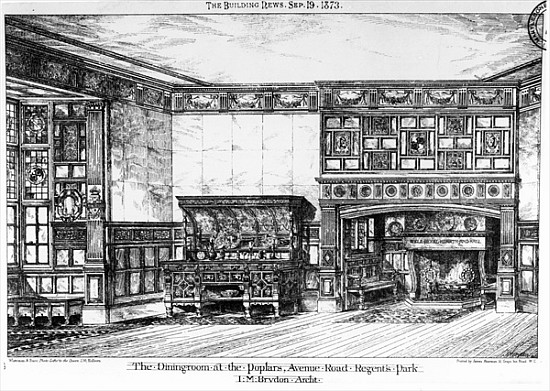 The Dining Room at the Poplars, Avenue Road, Regents Park, from ''The Building News'', 19th Septembe a Scuola Inglese