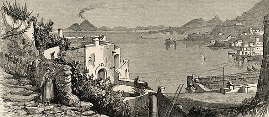 The Disastrous Earthquake at Ischia: The beach and town of Casamicciola from the village of Lacco, f a Scuola Inglese