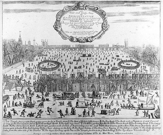 The Frost Fair of the winter of 1683-84 on the Thames, with Old London Bridge in the Distance. c.168 a Scuola Inglese