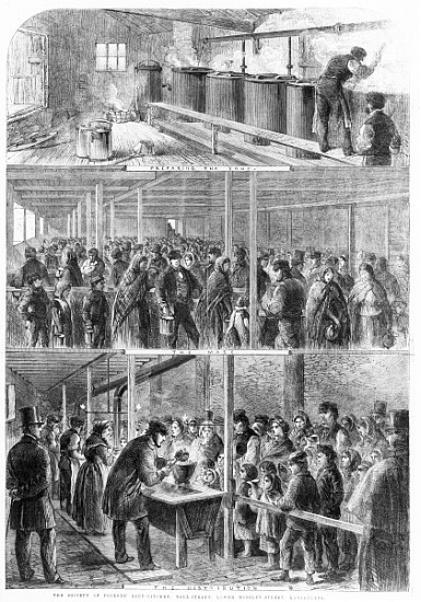 The Society of Friends'' Soup Kitchen, Ball Street, Lower Moseley Street, Manchester, 1862, from the a Scuola Inglese